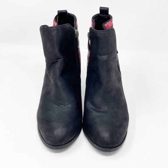 Bella Marie Womens Black Red Canvas Western Zip Up Heel Bootie Size 6.5 - Picture 3 of 13